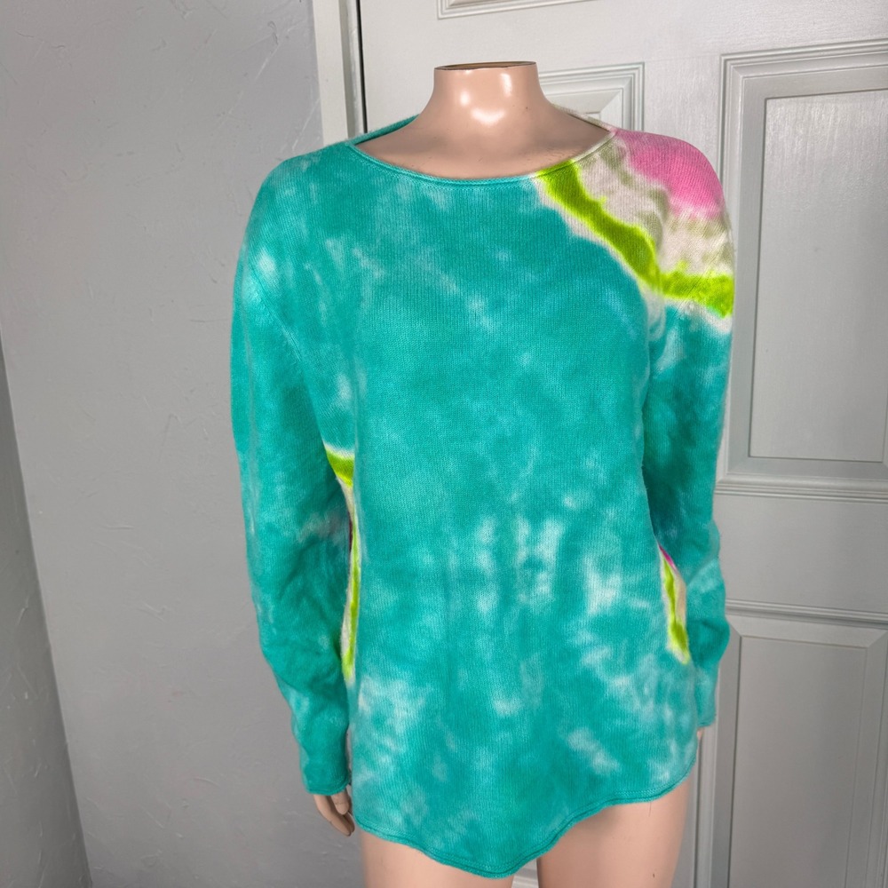 Love Tanjane Women's Sweater Medium Pullover Crew neck Tie dye Cashmere Knit U10